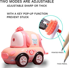 Sharpener for Kids – Toy Car Shaped Pencil Sharpener with Moving Wheels, Table Sharpener Machine