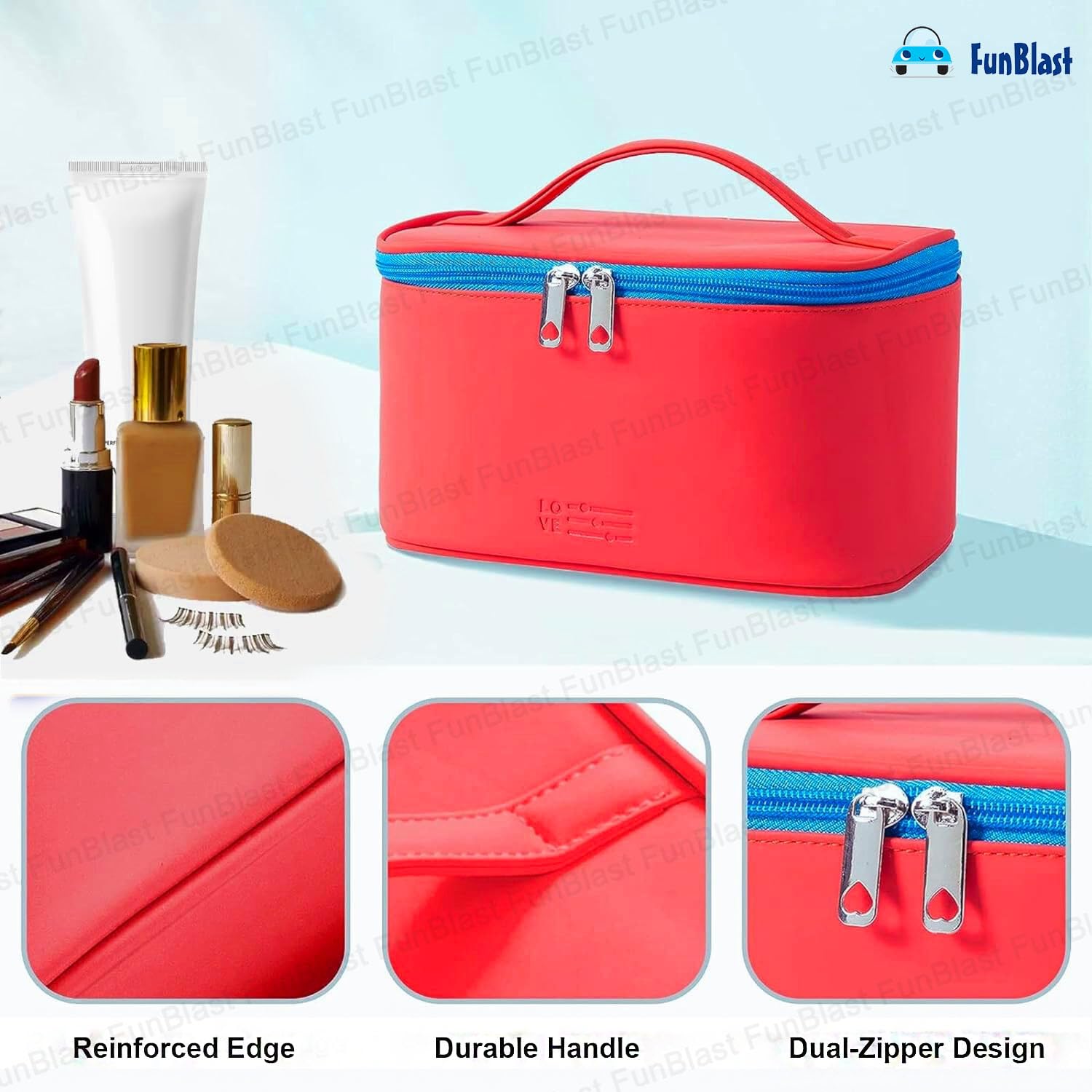 Toiletry Bag with Handle for Women (Red)