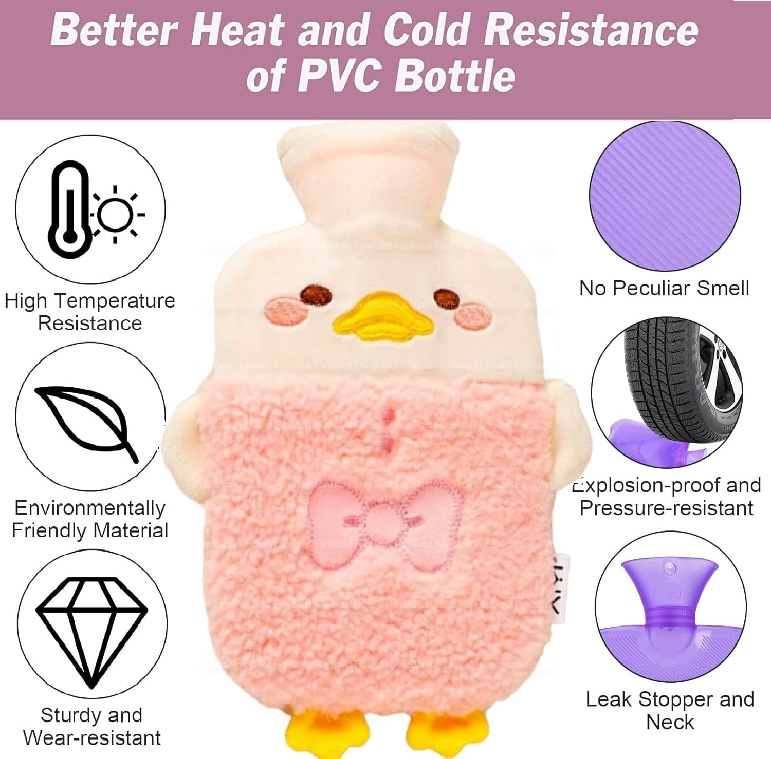 Hot Water Bag with Cute Cartoon Design Soft Cover for Pain Relief – Heating Bag, Heating Pad Hot Water Bottle & Rubber Bottle for Hot Water Bag for Pain Relief- 1000 ML