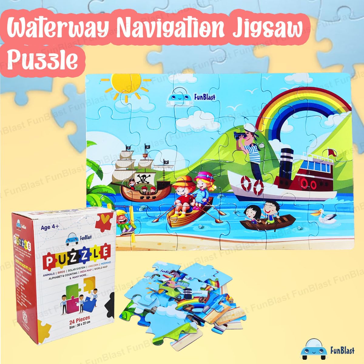 Waterway Navigation Jigsaw Puzzle for Kids – 24 Pcs Jigsaw Puzzle for Kids, Boys, Girls