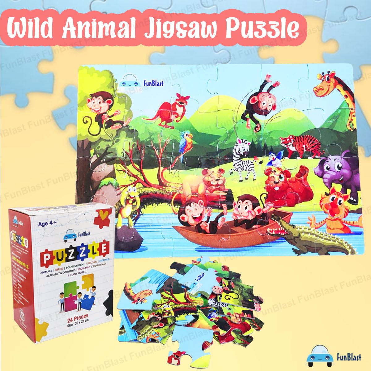 Wild Animal Jigsaw Puzzle for Kids Jigsaw Puzzle for Kids of Age 3-5 Years ( Size 30X22 cm)