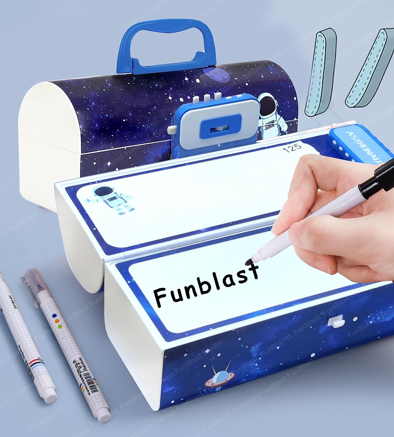 Kids Pen & Pencil Box – Suitcase Style Password Lock Multi-Layer Penci –  FunBlast