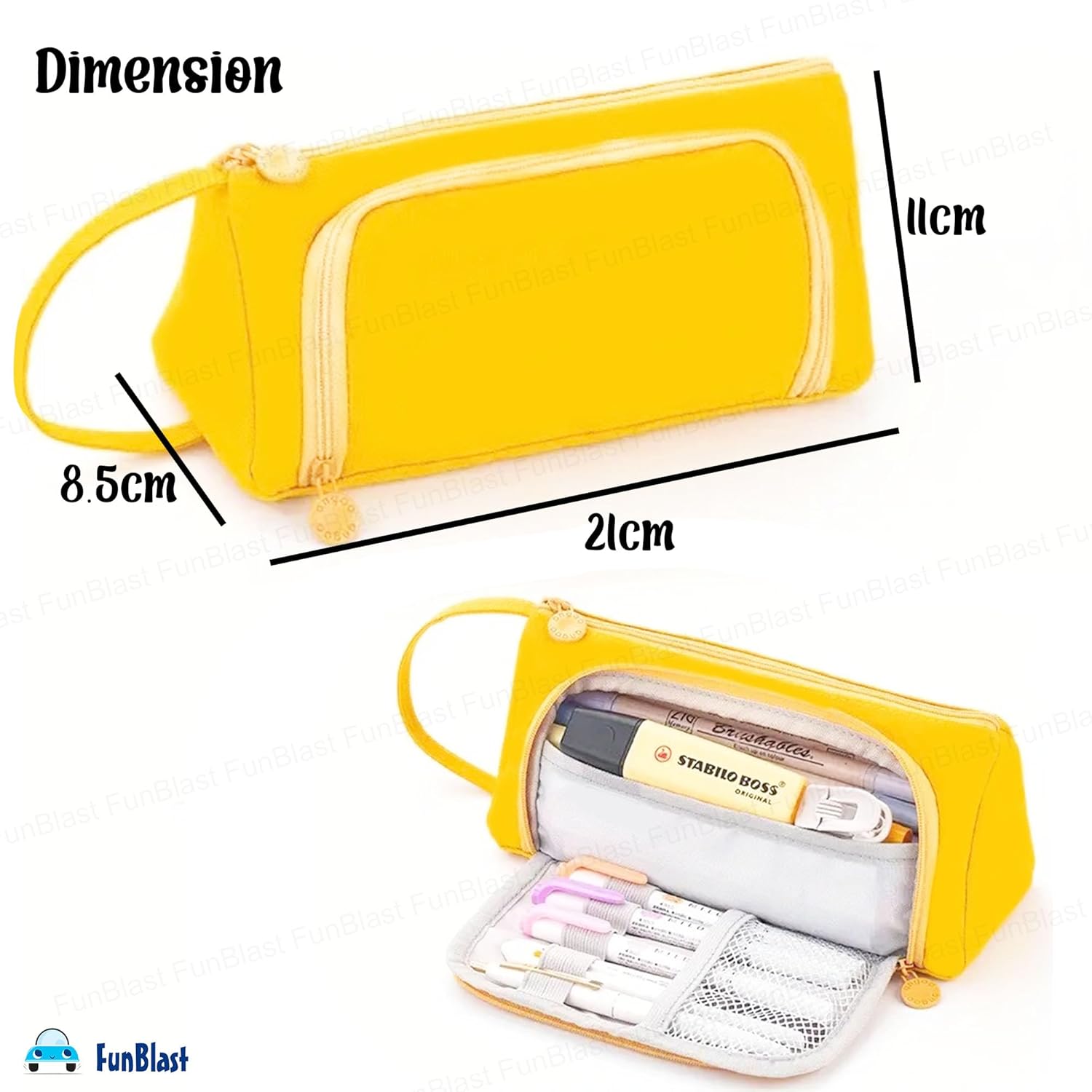 Multipurpose Stationery Organizer Bag with Handle for Kids & Adults (Yellow)
