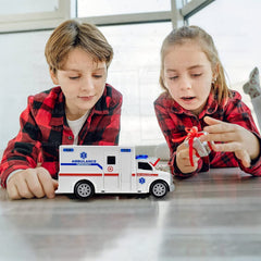 Friction Power Toy Ambulance with Light and Sound Effects for 3+ Years Old Kids Boys and Girls (Pack of 1)