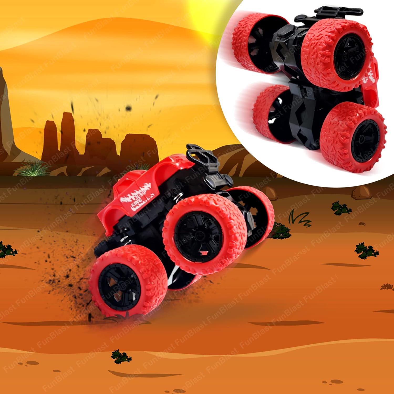 4WD Monster Truck Toys, Push & Go Toy Trucks Friction Power Toys - 4 Wheel Drive Vehicles Toy for Toddler - 1 Pcs