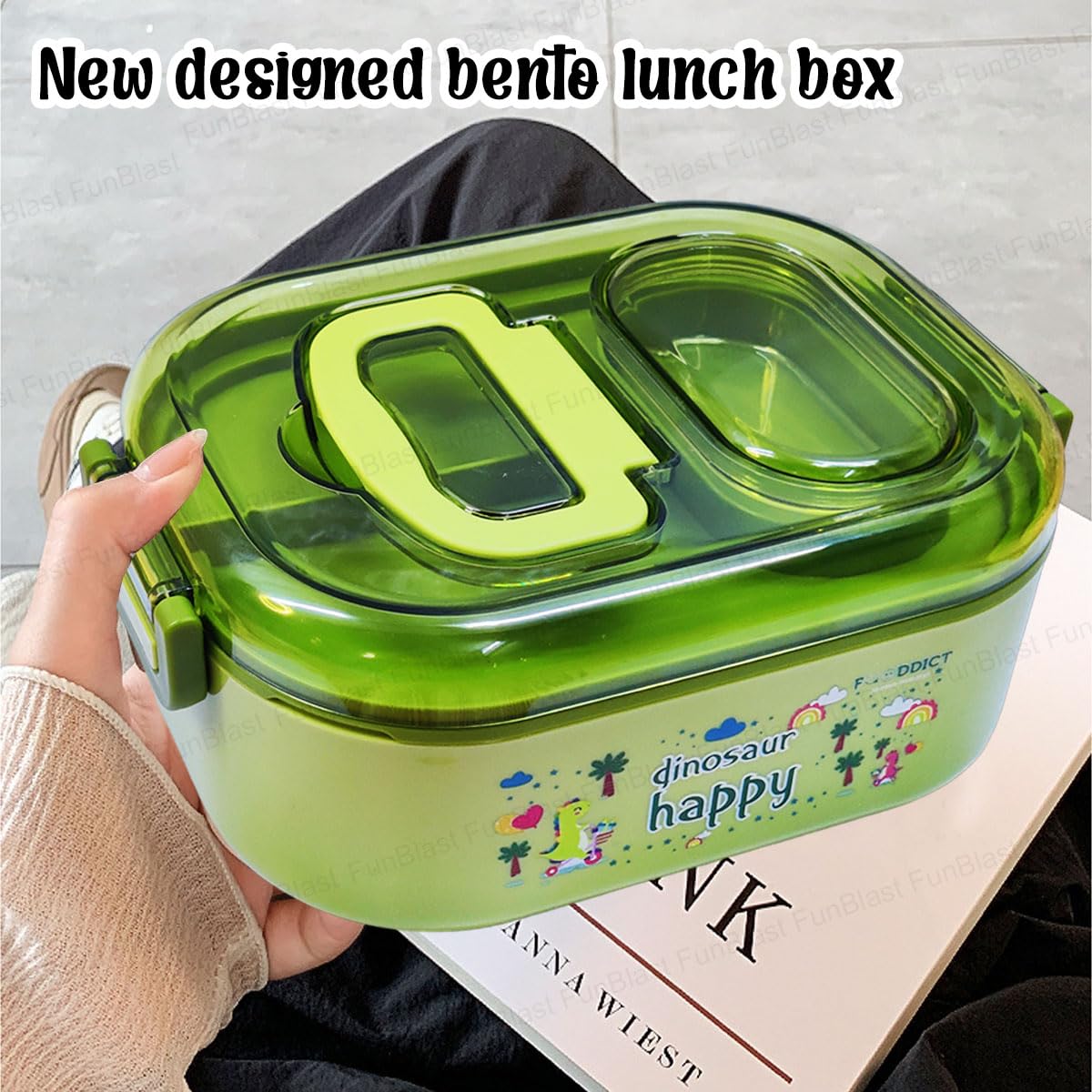 Dinosaur Theme Lunch Box for Kids, Tiffin Box with Spoon and 10 Color Ball Pen, Lunch Box for School Kids, SS304 Lunch Box, Air-Tight Lunch Box