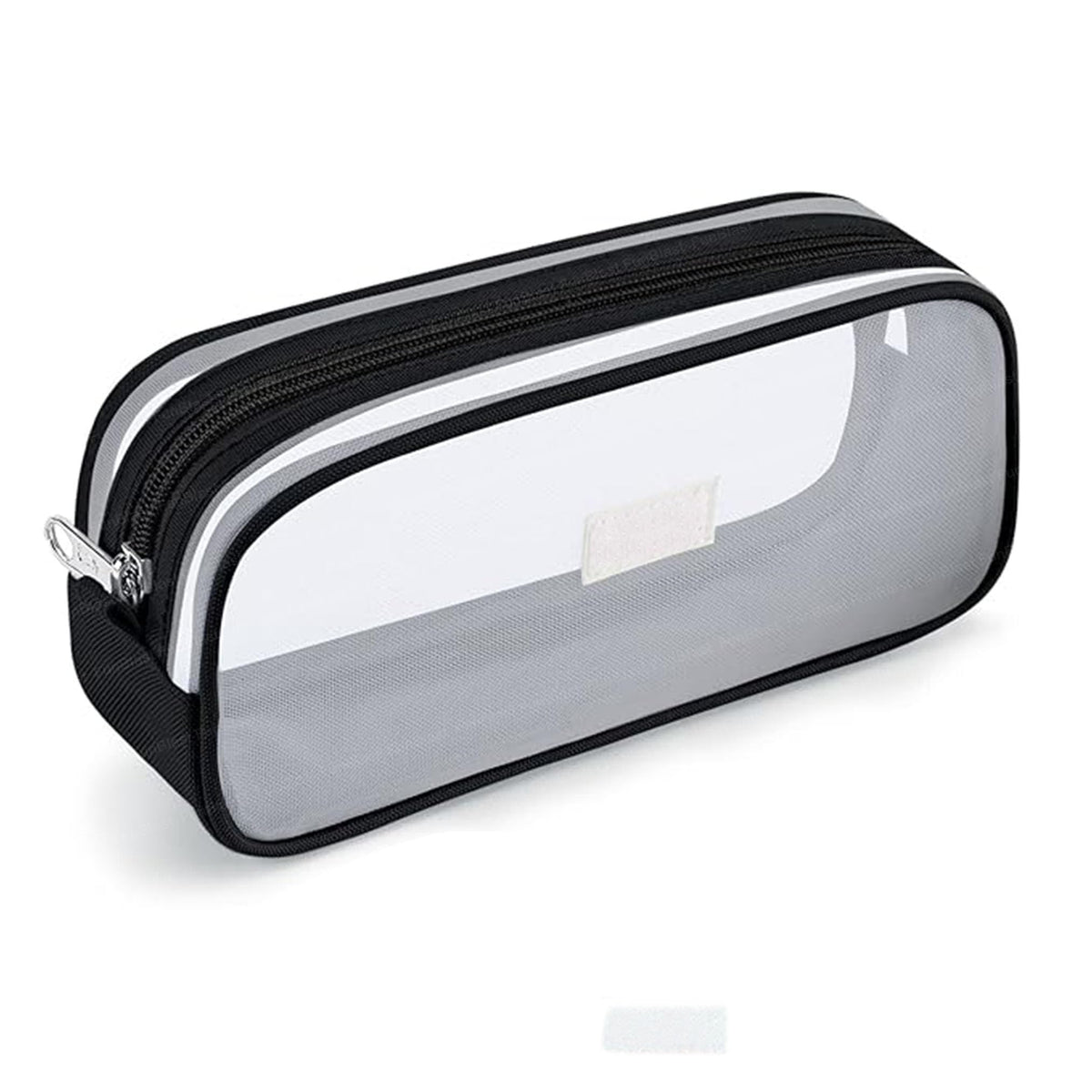 Transparent Pencil Pouch with Zipper Closure for Students (Black)