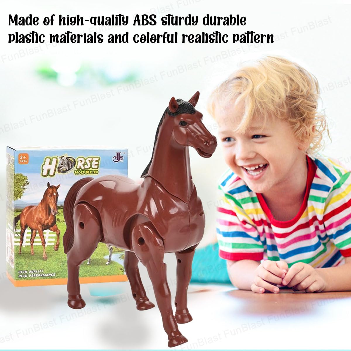 Walking Horse Toy - Animal Figure Toy with Walking and Realistic Sound, Horse Toy Battery Operated for 3+ Years Old Kids Boys, Girls