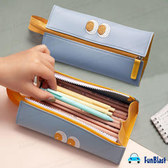Multipurpose Zipper Pencil Pouch for Kids & College Students (Blue)