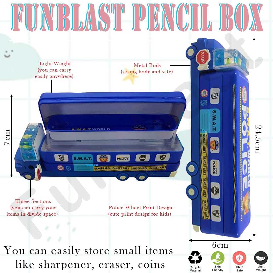 Pencil Box for Kids Bus with Moving Tyres And Sharpener