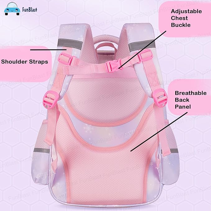 Cute Kawaii School Bag for Girls - Lightweight Multiple Compartments Backpack with Comfortable Shoulder Straps (41 X 32 X 20 Cm)