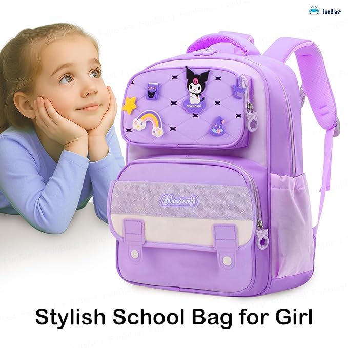 Large Capacity School Bags for Kids - Cartoon Print Girls Bags for School, Travel, Picnic, Camping 5-12 Years Old (40 X 28 X 13 Cm)