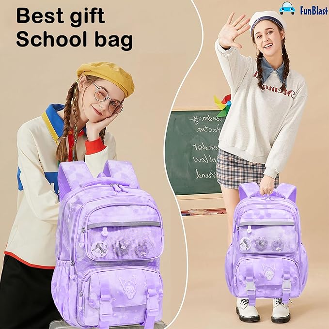 Kawaii School Backpack for Girls - Large Capacity Multifunctional Lightweight Bag for Travel, Picnic (42 X 25 X 15 CM)
