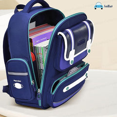 School Backpack for Boys and Girls - Ultralight, wide Shoulder Strap and Stylish Waterproof School, Travel, Picnic Bags for Children with Multiple Pockets (Blue-White)