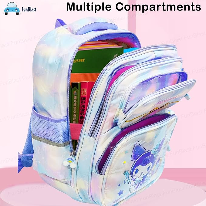 Cute Kawaii Cartoon School Backpack for Girls - Lightweight Multiple Compartments with Comfortable Shoulder Straps (41 X 32 X 20 Cm)