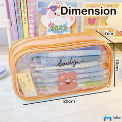 Portable Pencil Pouch with Zipper Closure for Kids (Beige)
