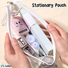 Transparent Portable Makeup Pouch with Zipper Closure for Girls (White)