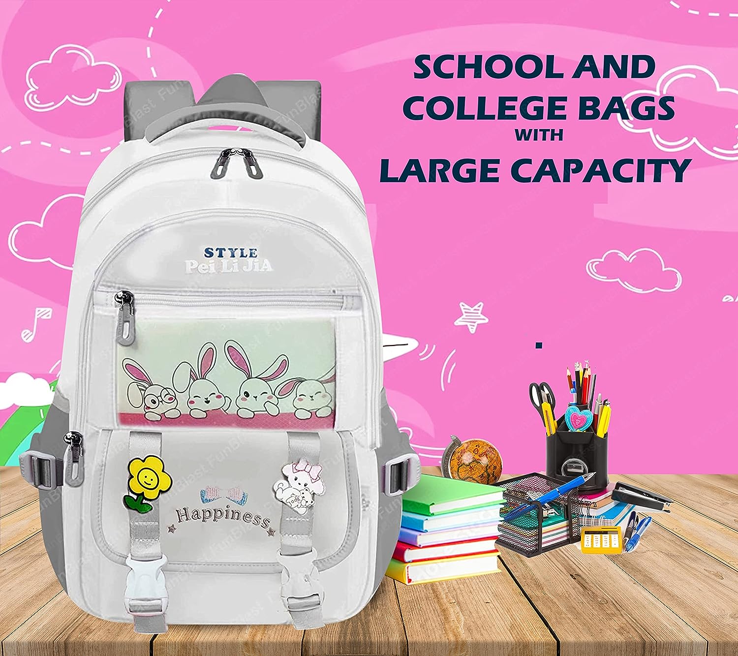 School, Office, Casual Multipurpose Backpack - School and College Bags for students, Large Capacity Bag for Boys Girls Kids, Travel Bag, Picnic Bag