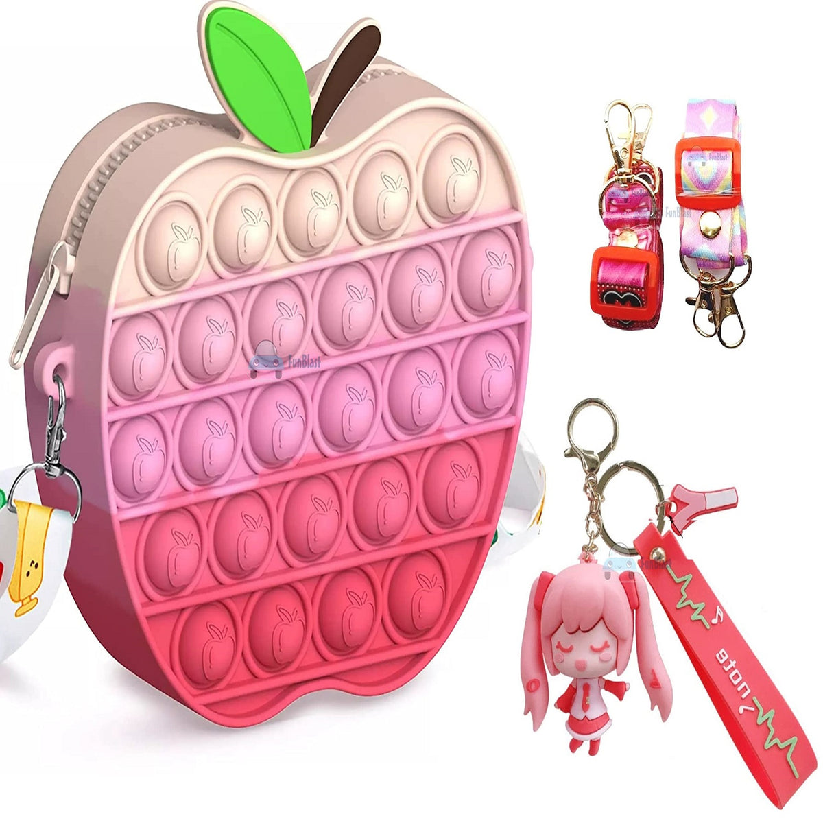 Pop It Sling Bag –Apple Shape Pop It Cross Body Bag for Kids, Pop It Purse for Girls, Birthday Gift for Girls