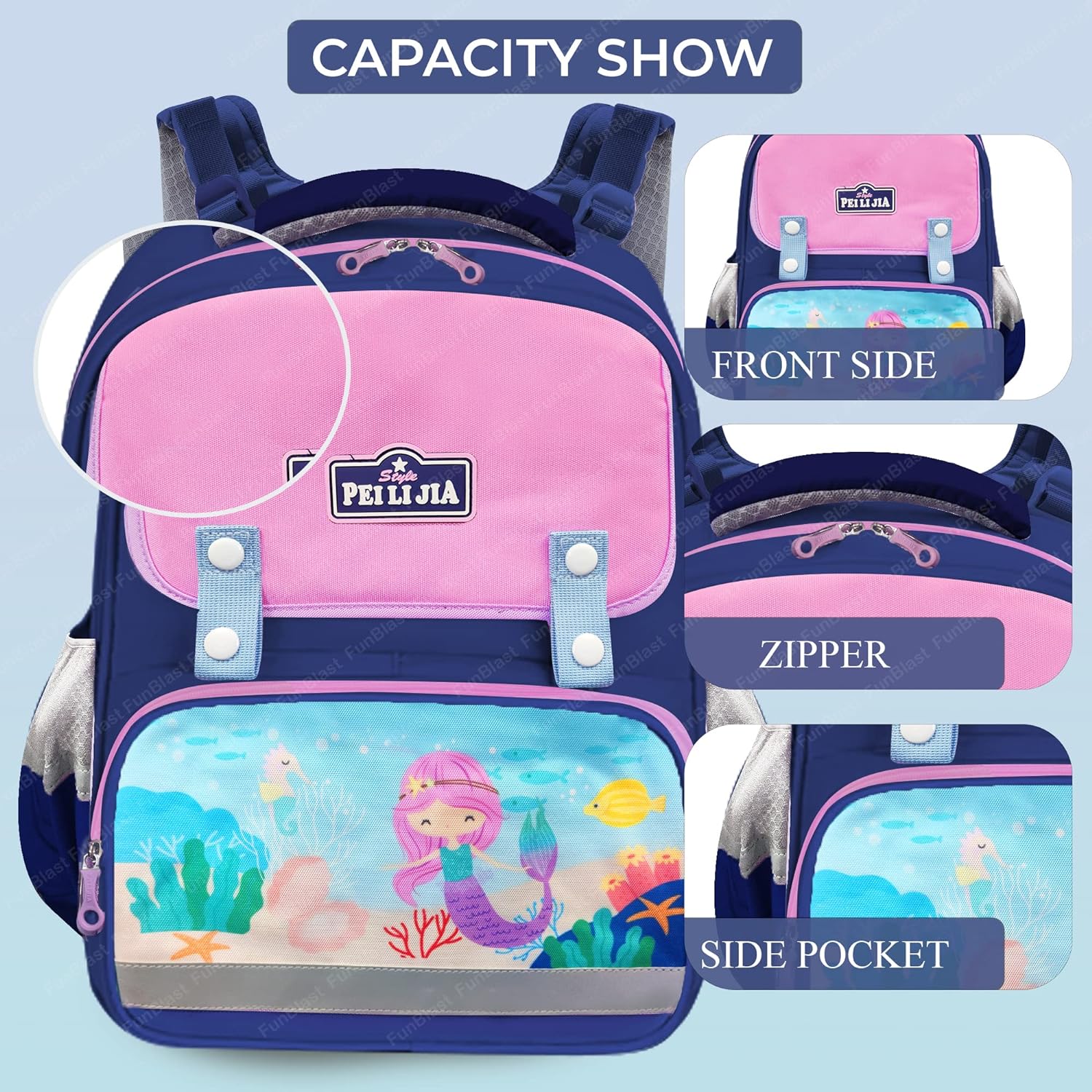 School Bag for Girls - Mermaid School Bag for Girls, Travel Backpack, Multipurpose Bag for Girls, Casual Bag for Teens, Picnic Bag for Girls (41 X 29 X 13 CM)