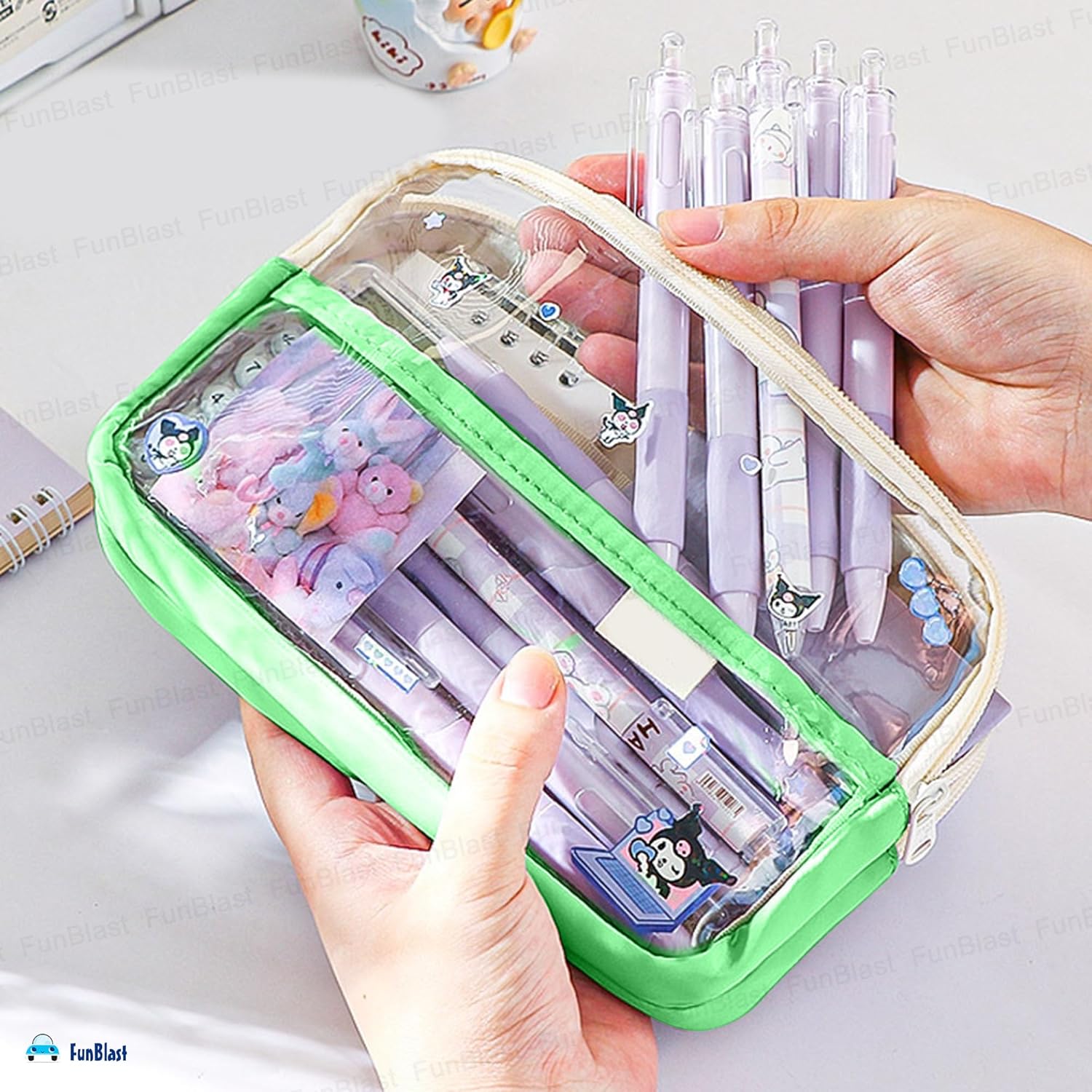 Multiple Compartment Pencil Pouch for Kids (Green)