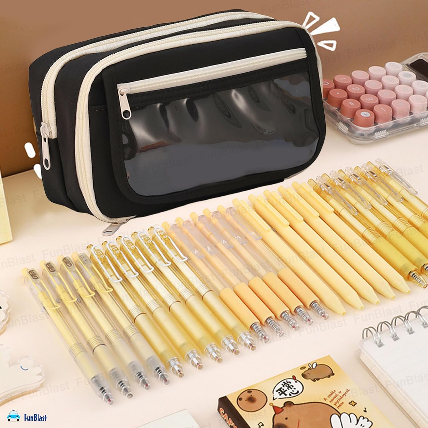 Multipurpose Zipper Stationary Organizer for Kids & Adults (Black)