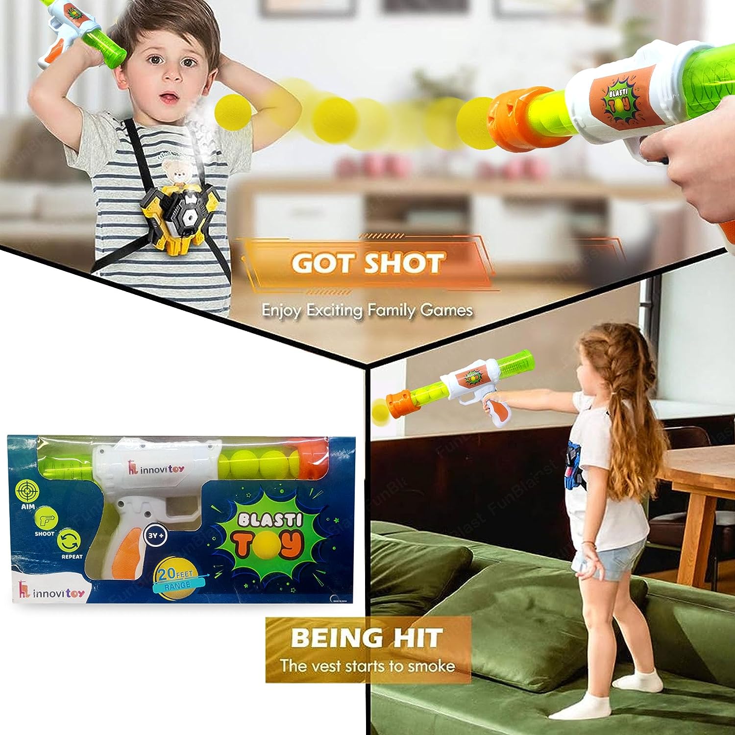 Shooting Ball Gun Air Pressure Foam Balls Shooting Gun Toy Set, Soft Ball Air Shooting Gun, Toy Gun Set with 5 Soft Balls for Kids, Boys and Girls