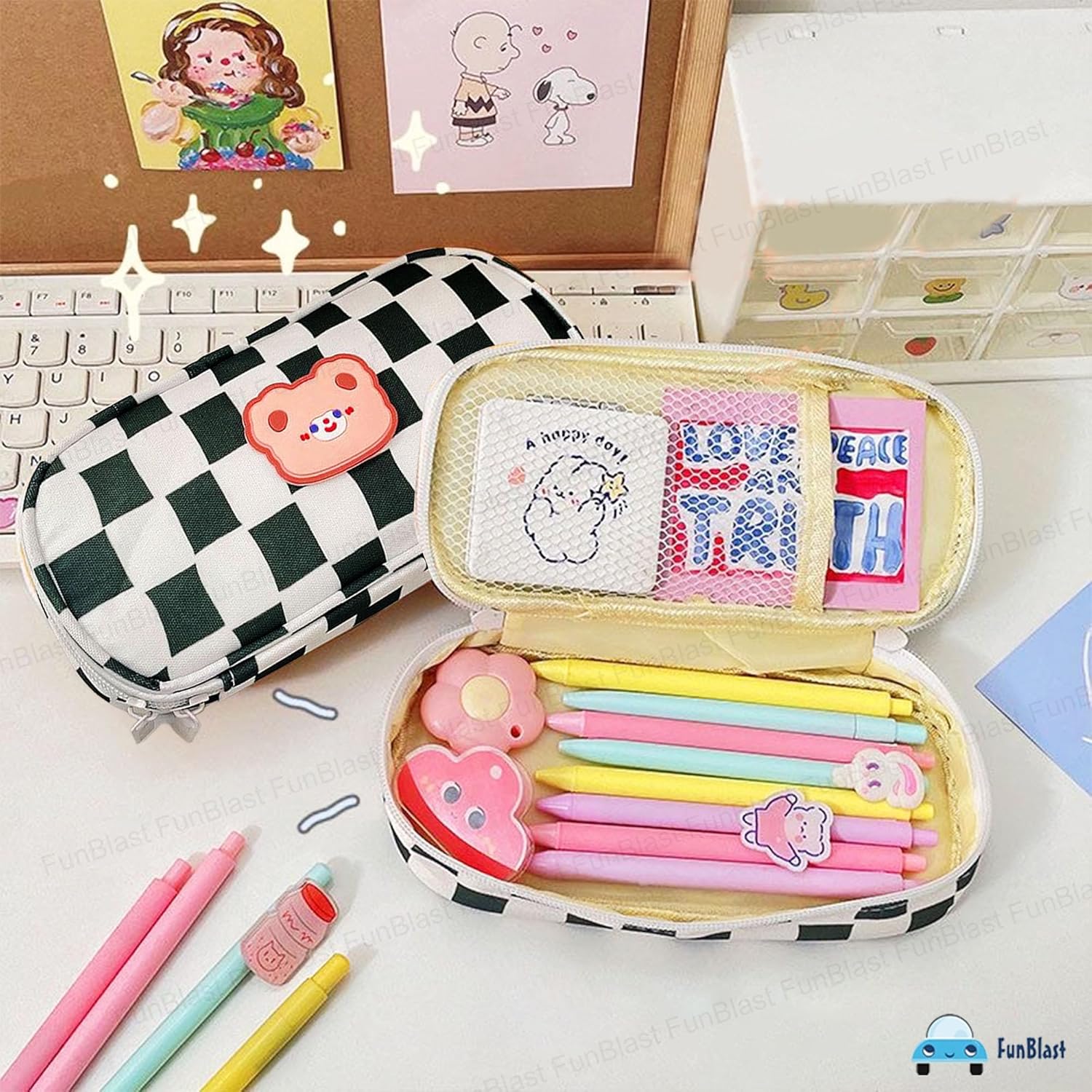 Large Capacity Aesthetic Stationery Organizer for Kids & Adults (Black)