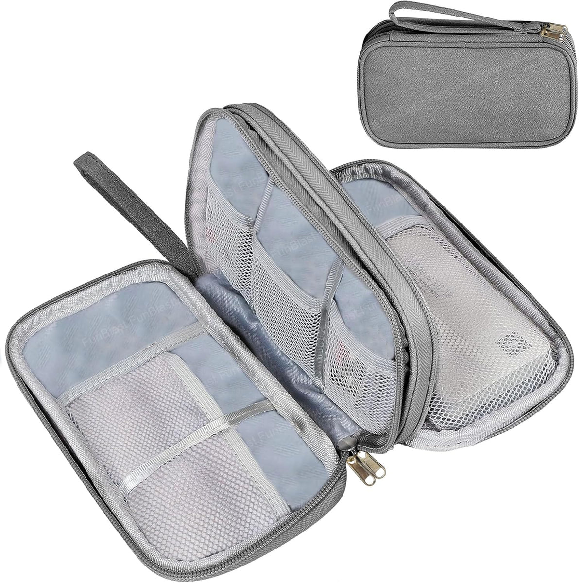Travel Organizer Pouch with Mesh Pockets for Men and Women (Grey)