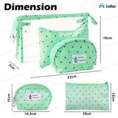 3 Pcs Cosmetic Makeup Pouch with Zipper Lock for Women (Green)