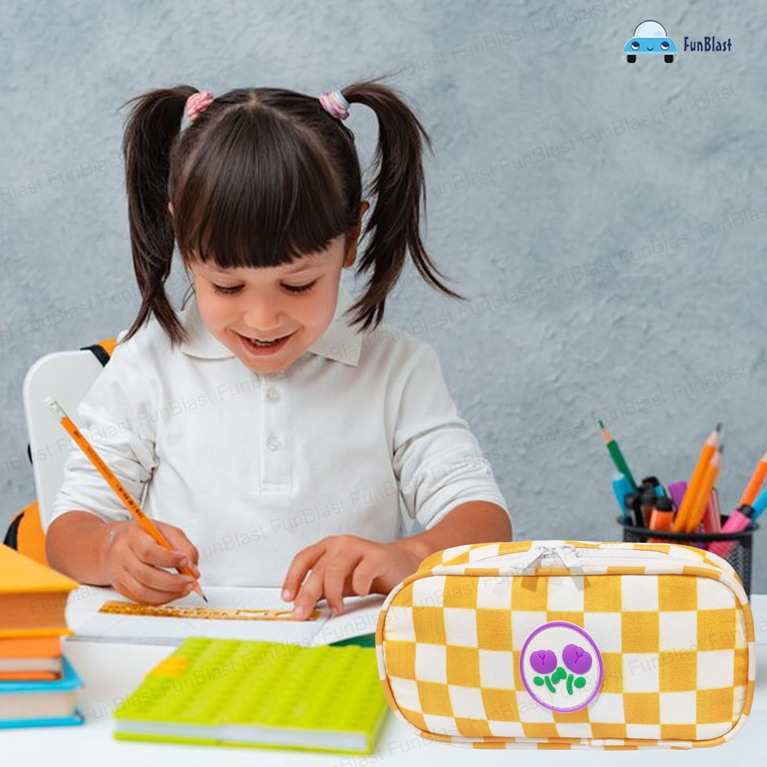 Large Capacity Aesthetic Stationery Organizer for Kids & Adults (Yellow)