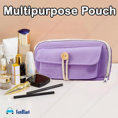 Large Capacity Stationary Organizer Case with Zipper Lock (Purple)