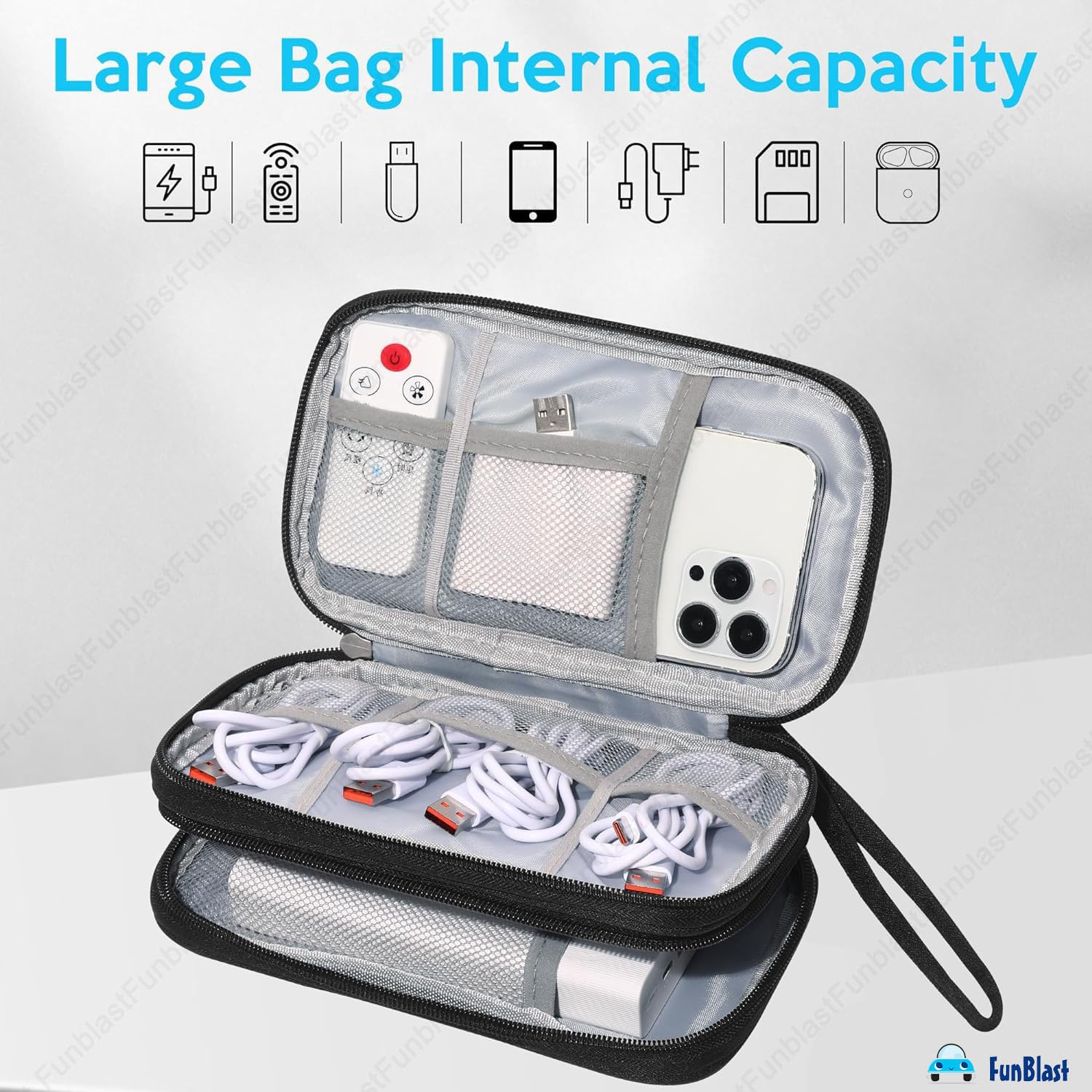 Travel Organizer Pouch with Mesh Pockets for Men and Women(Black)