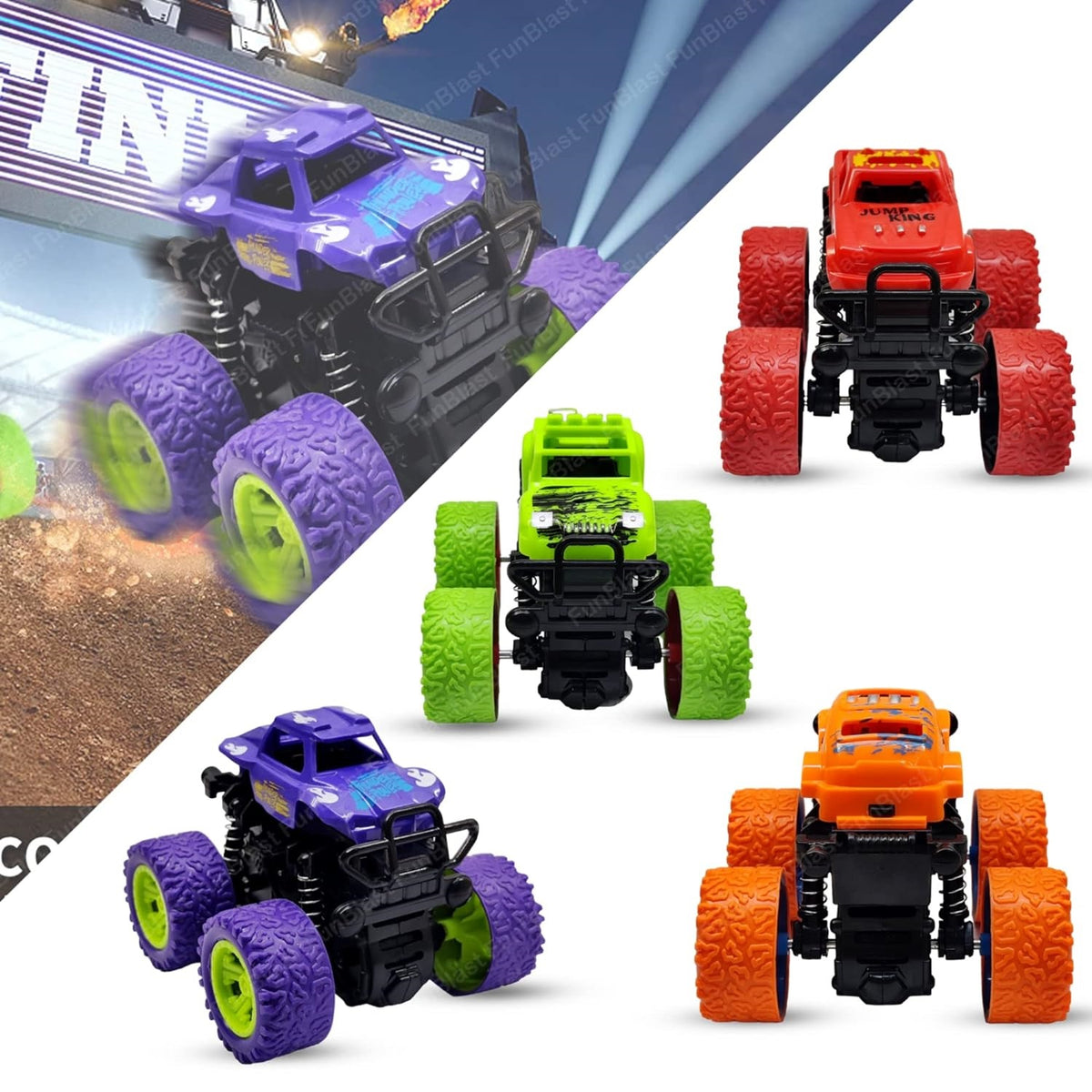 4WD Monster Truck Toys, Push & Go Toy Trucks Friction Power Toys - 4 Wheel Drive Vehicles Toy for Toddler - 1 Pcs