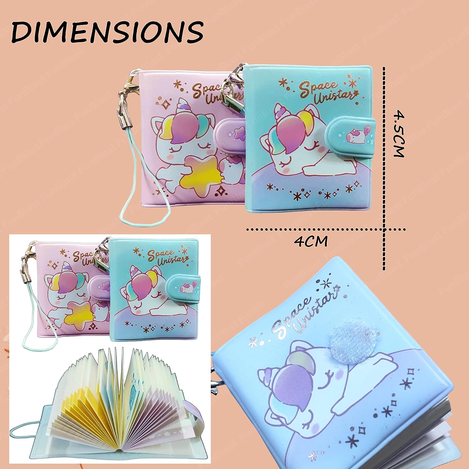 2 in 1 Mini Diary for Girls – Keychain Diary for Girls, Pack of 2 Diary, Unicorn Mini Diary, Multipurpose Mini Diary for Journaling, Return Gifts for Girls, Pocket Diary Small Size
