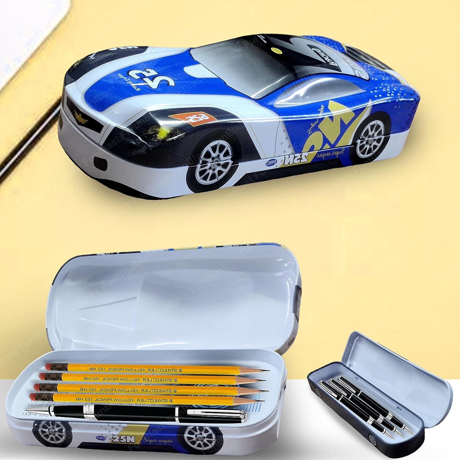 Metal Car Pencil Box/Case – Double Layer Pencil Box for Kids Boys Students School Supplies