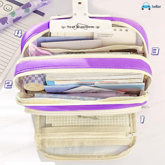 Multiple Compartment Portable Stationary Organizer Bag for Kids (Purple)