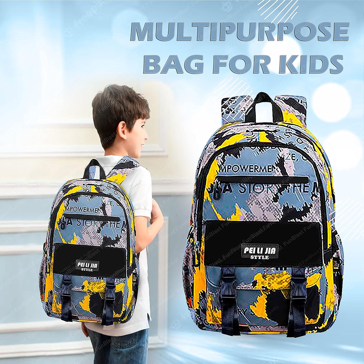 School Bags for Boys, Lightweight School and College Bags, Multipurpose Large Capacity Bag for Boys Girls Kids, Travel Bag, Picnic Bag (46 X 34 X 20 CM)