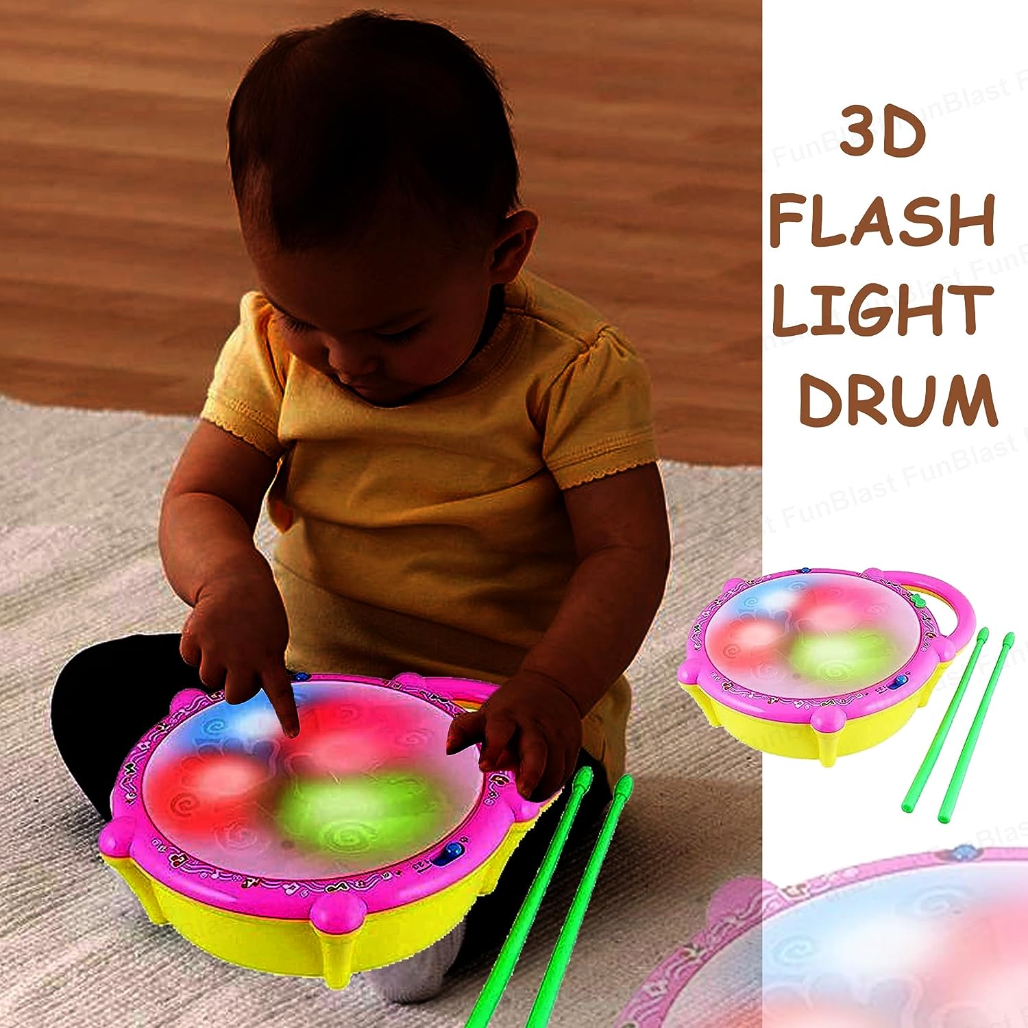 Buy CHILLPISH Lkr Enterprises Battery Operated Flash Drum with Multi Color  3D Lights, Music Baby Toy for 2 3 4 Year Kid Boy Girl Online at Best Prices  in India - JioMart.