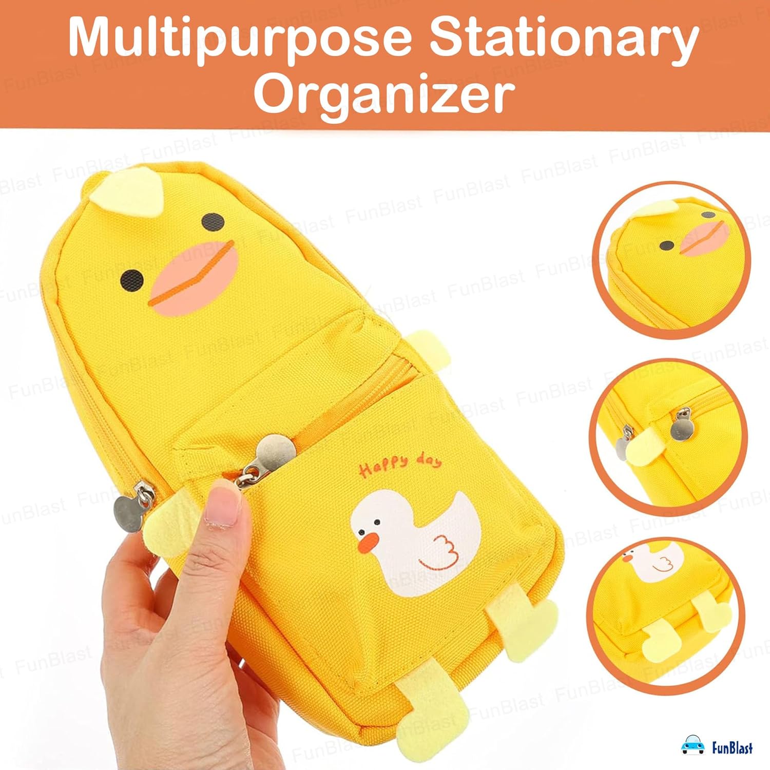 Hangable Canvas Pencil Pouch for Kids (Yellow-Duck)