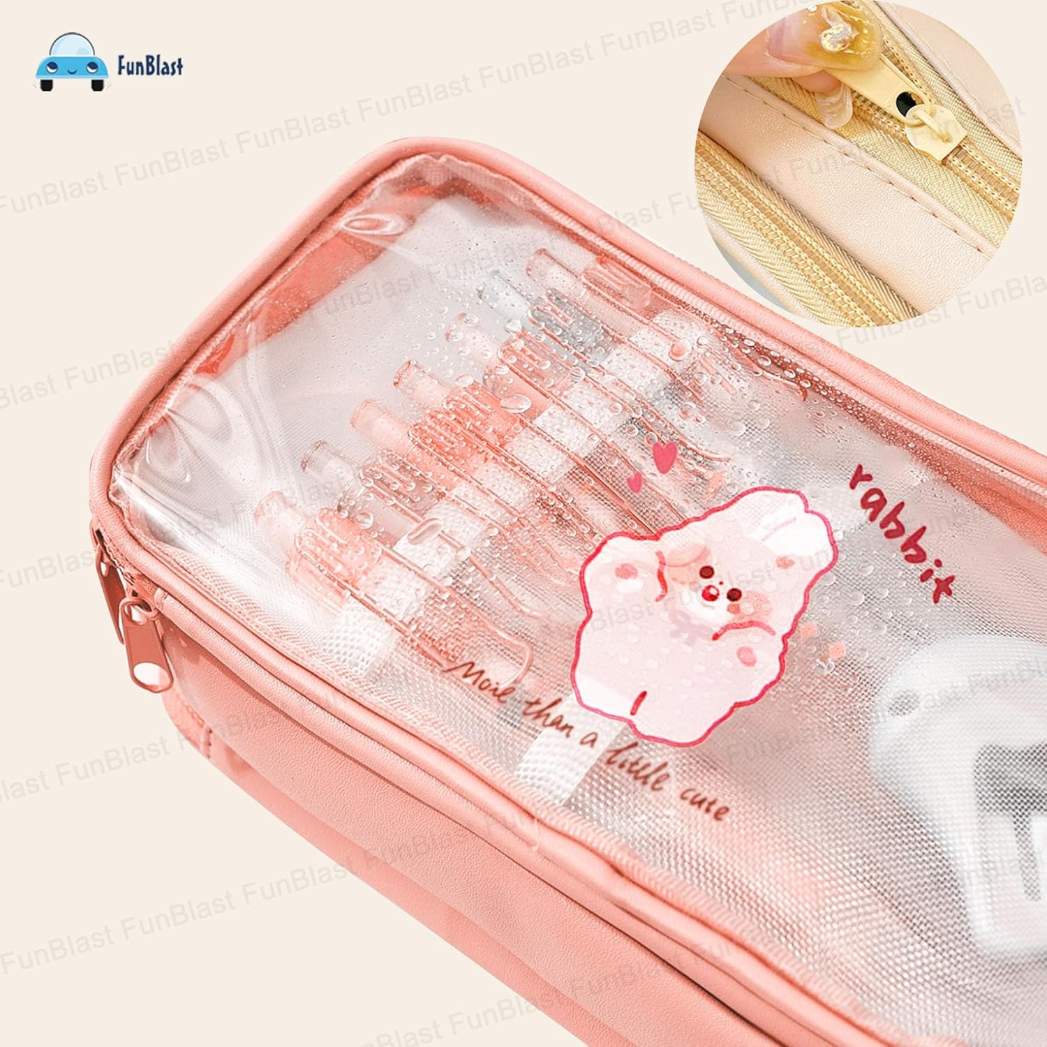 Portable Pencil Pouch with Zipper Closure for Kids (Peach)