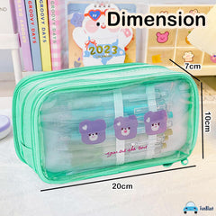 Portable Pencil Pouch with Zipper Closure for Kids (Green)