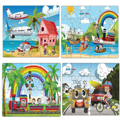 Jigsaw Puzzles for Kids - Set of 4 Transport Vehicles Jigsaw Puzzle for Kids, Floor Jigsaw Puzzles for 3+ Years Old Boys,Girls,Children (Size 30X22 cm) (96 Pieces)