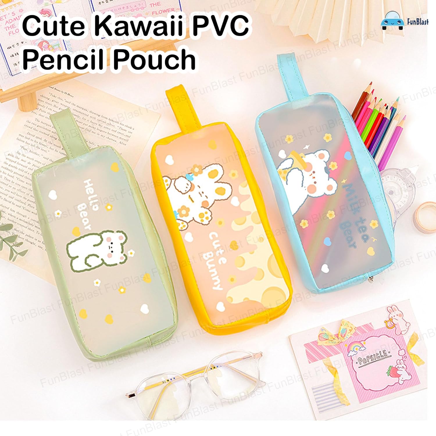 PVC Pencil Pouch with Zipper Closure (Green)