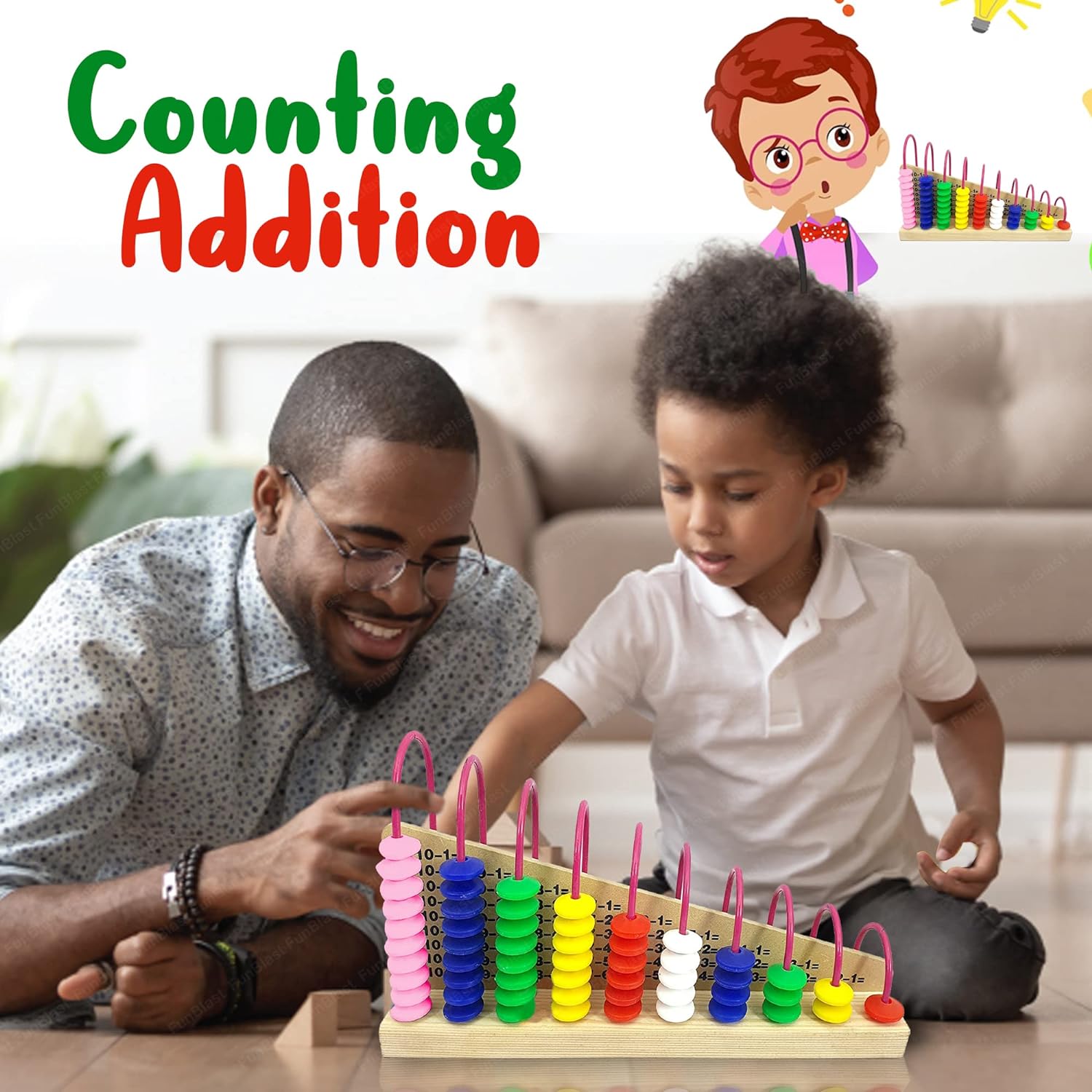 Wooden Double - Sided Calculation Shelf Abacus with Counting Addition Subtraction Maths Toy