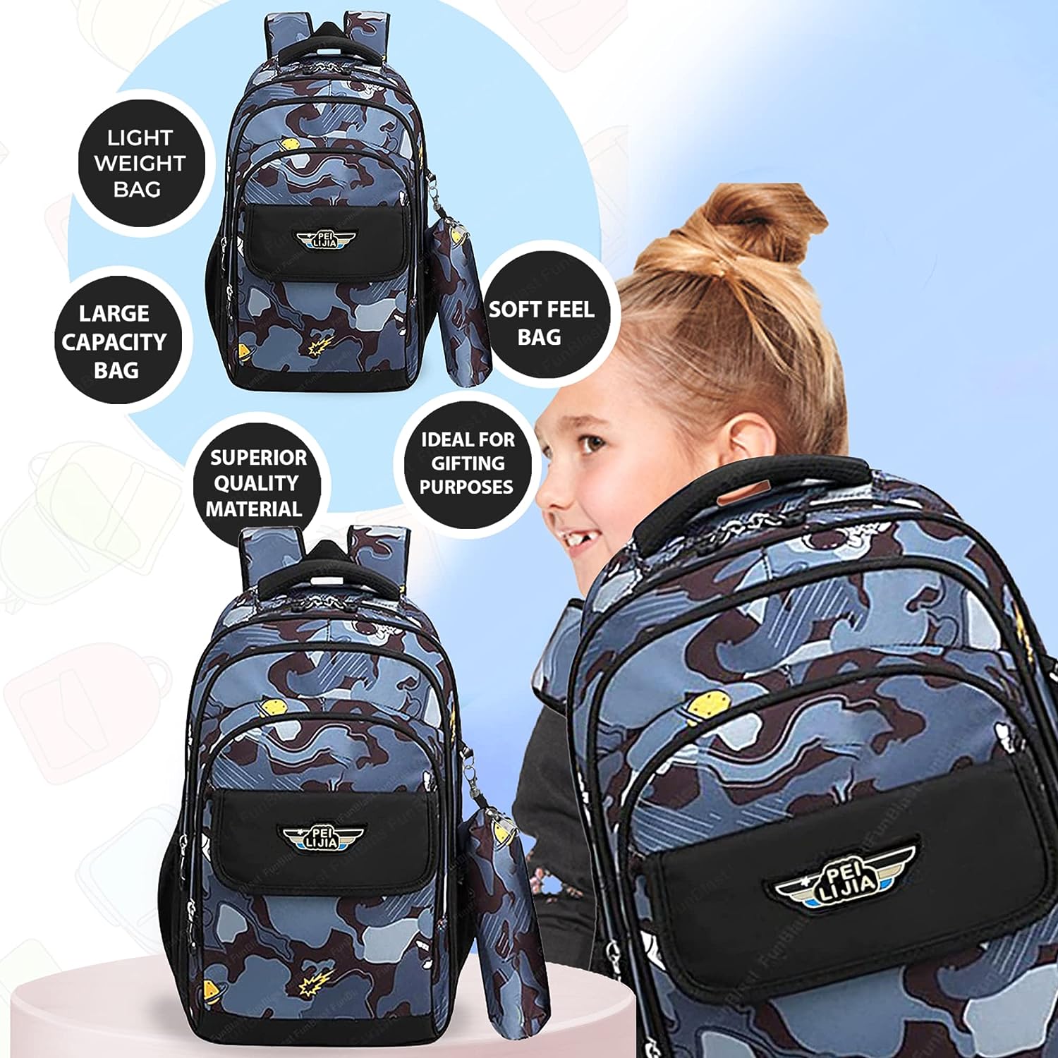 School Bags for Boys – Space Print Bagpack for Kids, College Bag, Casual Bag, School Bag, Backpack for Kids, Lightweight School Bags, Travel Bag, Picnic Bag (41 X 30 X 14 CM)