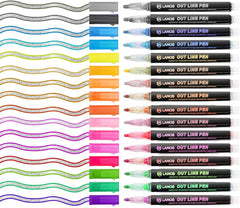 Fine Point Marker Pens Set Double Line Metallic Outline Markers Pens Glitter -12pcs Permanent Marker Pens Set for DIY Art Crafts, Coloring & Sketching Pens for Kids/Best Birthday Gift for Kids