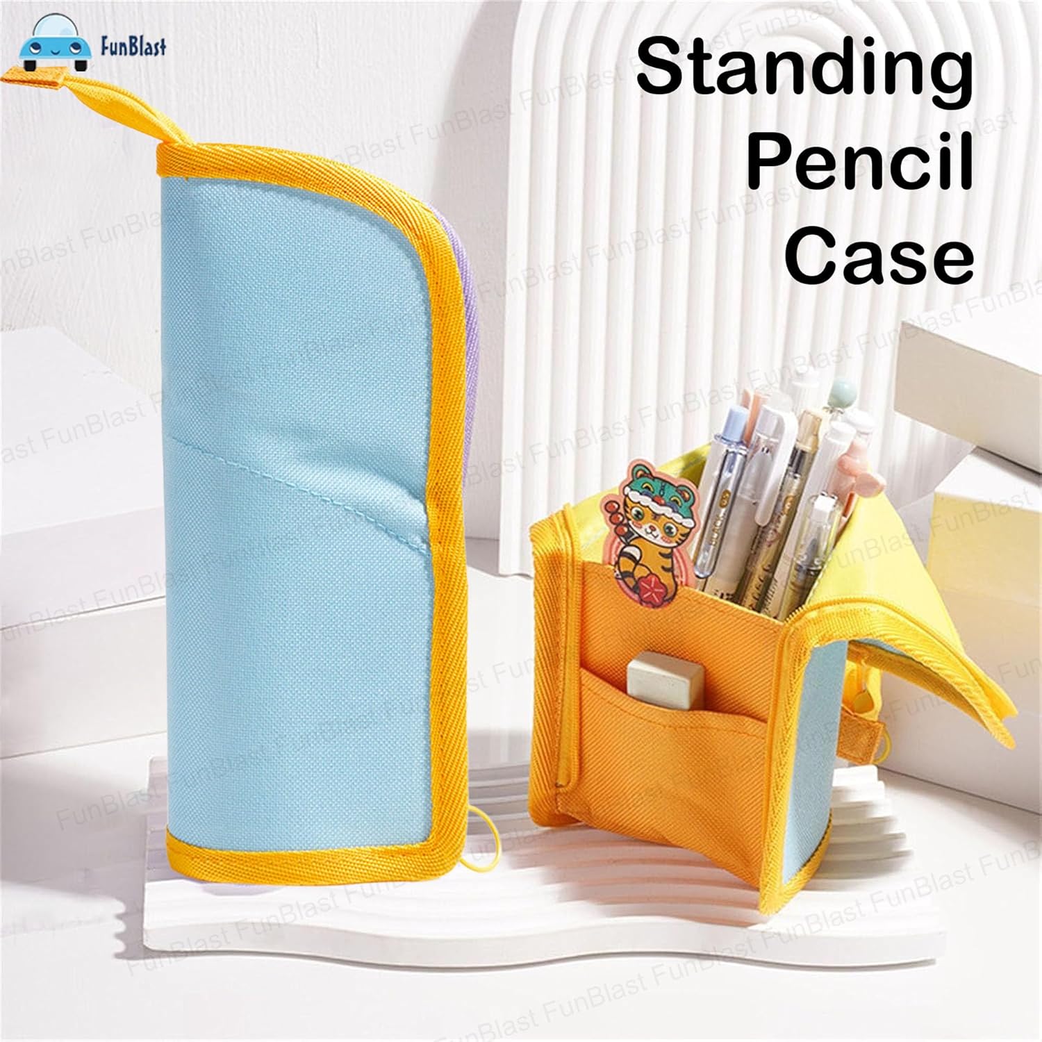 Korean Boba Pop Up Stationery Organizer Pencil Pouch for Kids (SkyBlue)