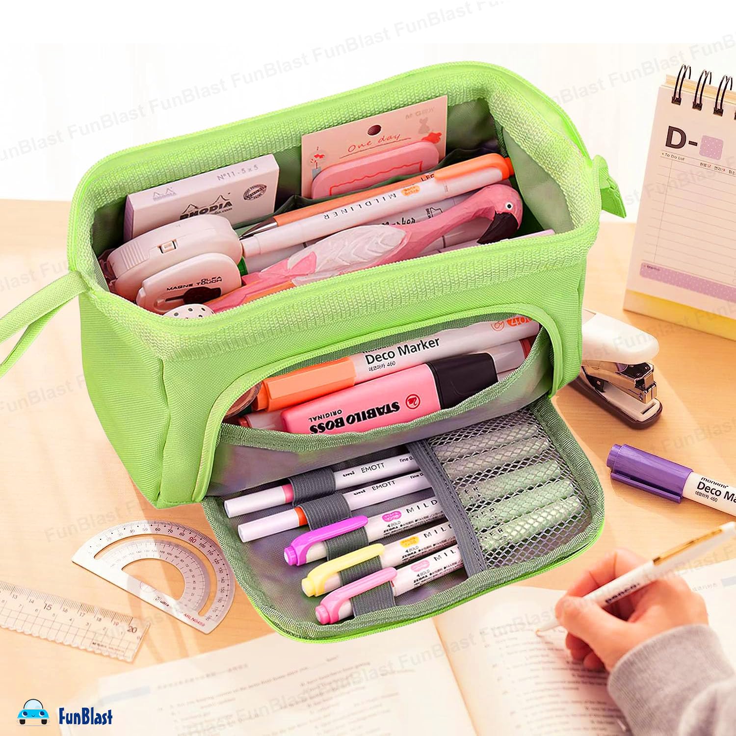 Multipurpose Zipper Pencil Pouch for Kids (Sea Green)