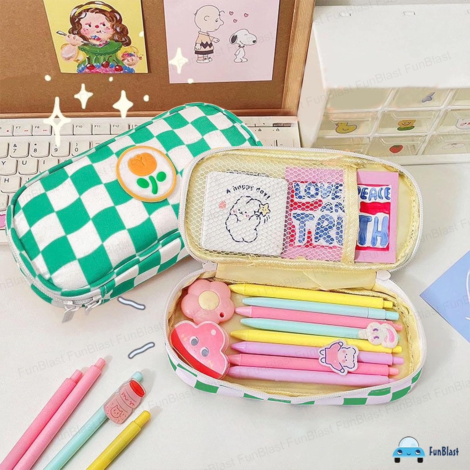 Large Capacity Aesthetic Stationery Organizer for Kids & Adults (Green)